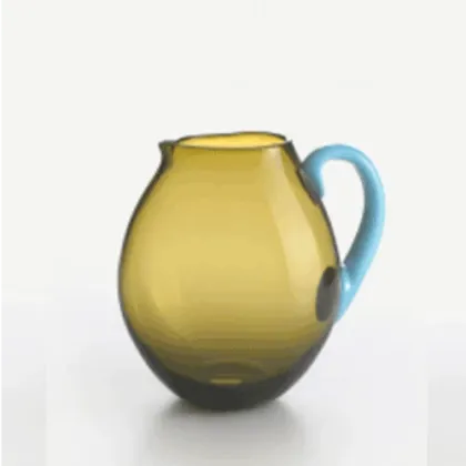 Zdjęcie Dekoracyjny zielony dzbanek ze szkła Murano