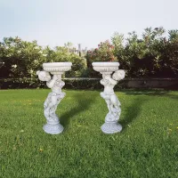 Picture A pair of garden vases decorated with a figurine of a boy and a girl - Italpark
