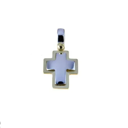 Zdjęcie Błyszczący krzyżyk męski z satynową krawędzią 12x15mm