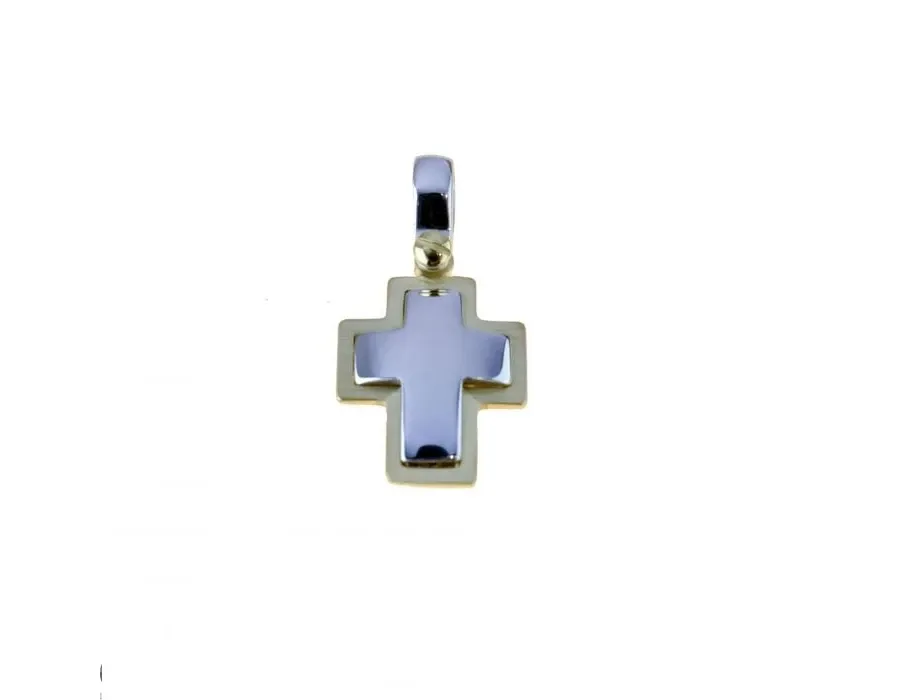 obrazek 1 Błyszczący krzyżyk męski z satynową krawędzią 12x15mm