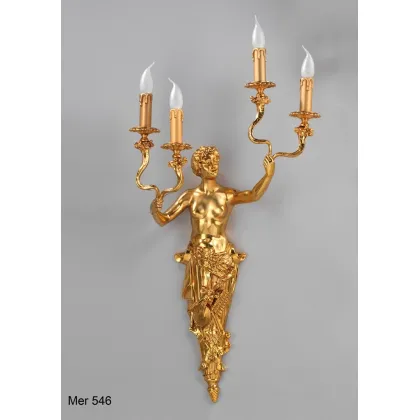 Zdjęcie Kinkiet wykonany z pozłacanych odlewów z brązu