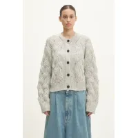 Zdjęcie Samsoe Samsoe kardigan wełniany Safiora kolor szary ciepły F24400095