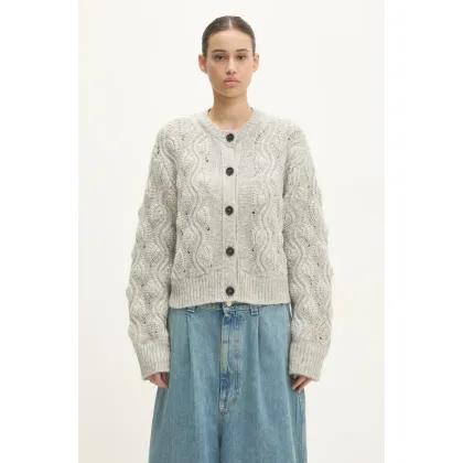 Zdjęcie Samsoe Samsoe kardigan wełniany Safiora kolor szary ciepły F24400095