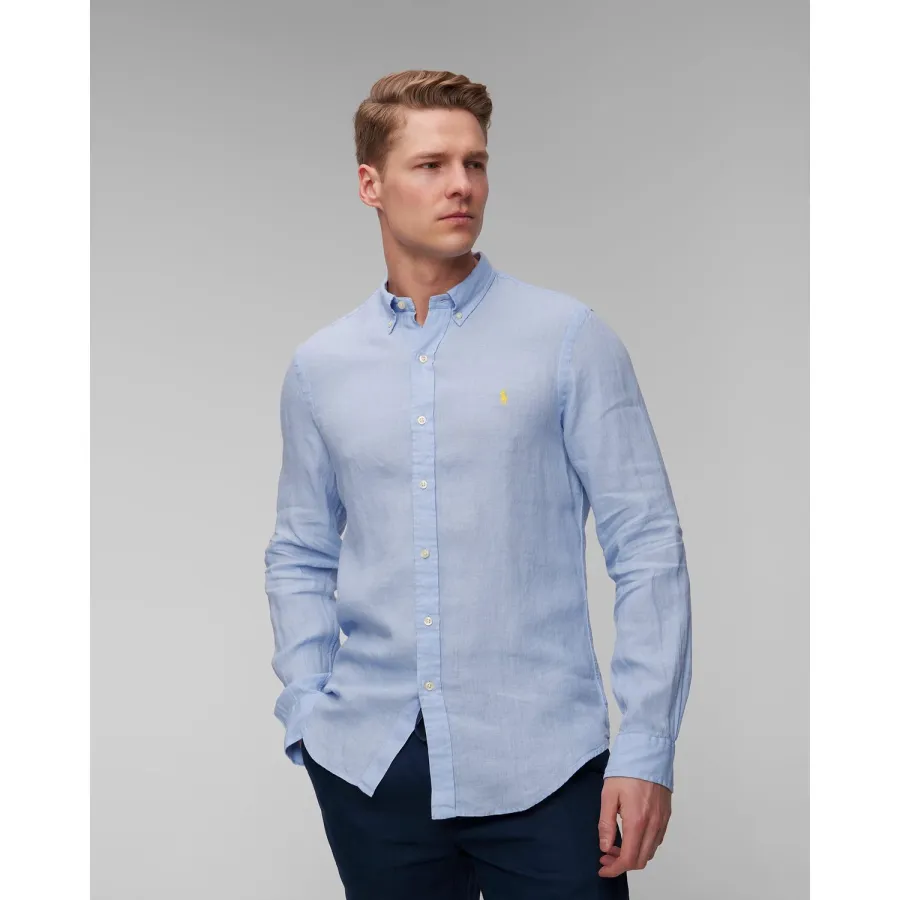 obrazek 1 Niebieska Koszula Lniana Męska Polo Ralph Lauren