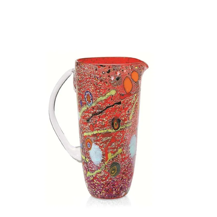 obrazek 1 Czerwony włoski dzbanek ze szkła murano (22 cm)