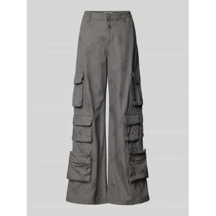 Zdjęcie Spodnie cargo z szeroką nogawką i wyhaftowanym logo