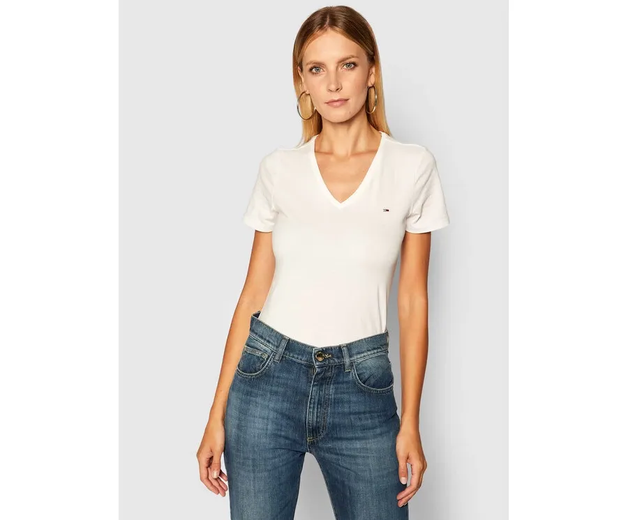 obrazek 1 Tommy Jeans T-Shirt Tjw Skinny Stretch DW0DW09197 Biały Slim Fit
