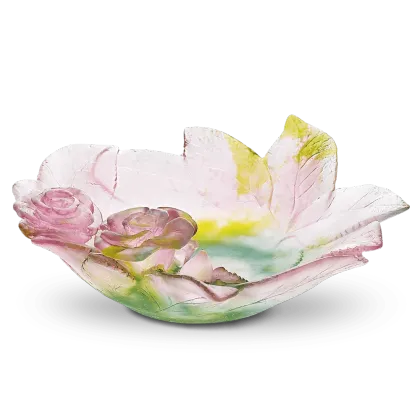 Zdjęcie Piękna dekoracyjna misa zdobiona motywem róż - Daum
