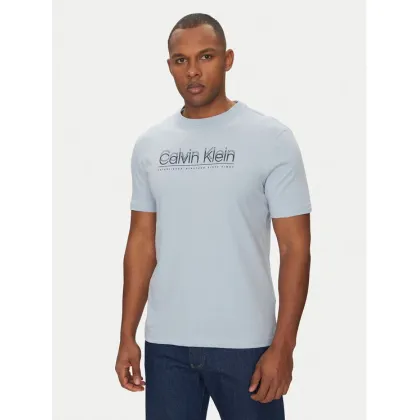 Zdjęcie Calvin Klein T-Shirt Double Logo K10K114149 Błękitny Regular Fit