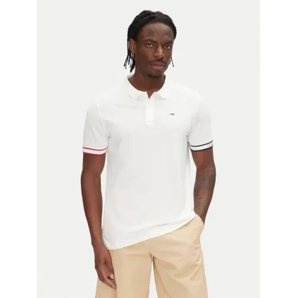 Zdjęcie Tommy Jeans Polo Flag Cuff DM0DM21306 Écru Slim Fit