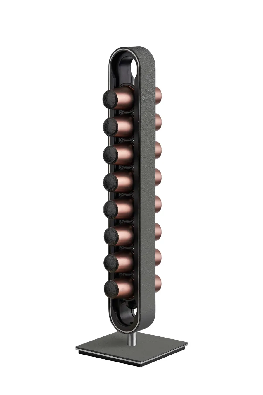 obrazek 2 Unikalny skórzany uchwyt na kapsułki z kawą do kuchni lub biura w kolorze szarym