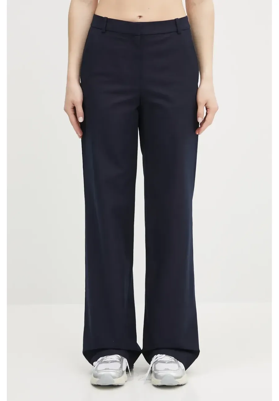 obrazek 1 A.P.C. spodnie bawełniane pantalon margaret damskie kolor granatowy szerokie high waist COHFU.F08476
