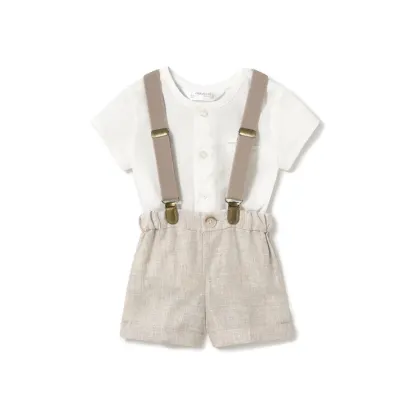 Zdjęcie Mayoral Komplet koszula i szorty materiałowe 1215 Beżowy Regular Fit