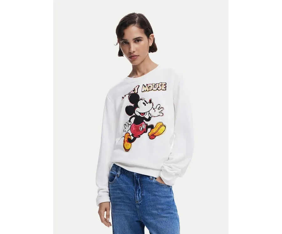 obrazek 1 Desigual Bluza Avery Mickey 25SWSK45 Écru Regular Fit