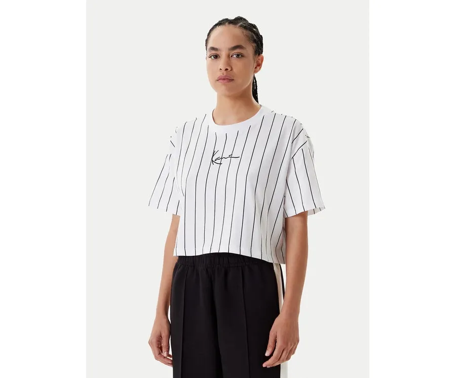 obrazek 1 Karl Kani T-Shirt Small Signature Essential Pinstripe 6137879 Biały Relaxed Fit