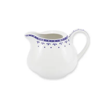 Zdjęcie Wyjątkowy czeski dzbanek na mleko z porcelany zdobiony subtelnym niebieskim ornamentem – Leander