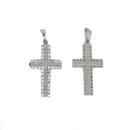 Zdjęcie Krzyż z cyrkonii i środkowa błyszcząca linia 20x14mm.