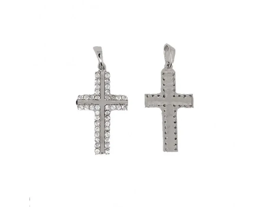 obrazek 1 Krzyż z cyrkonii i środkowa błyszcząca linia 20x14mm.