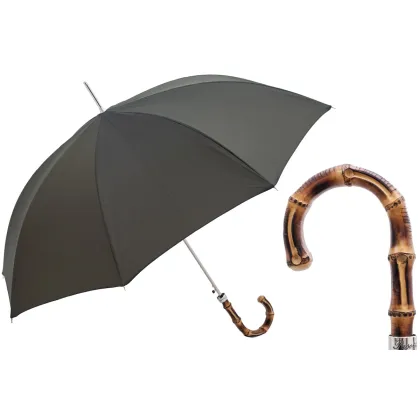 Picture A unique black men's umbrella with an original handle - Pasotti