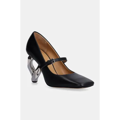 Zdjęcie JW Anderson czółenka skórzane Chain Heel kolor czarny na słupku ANW43251A