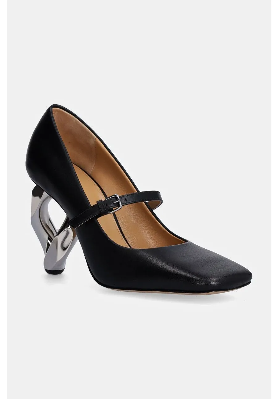obrazek 1 JW Anderson czółenka skórzane Chain Heel kolor czarny na słupku ANW43251A