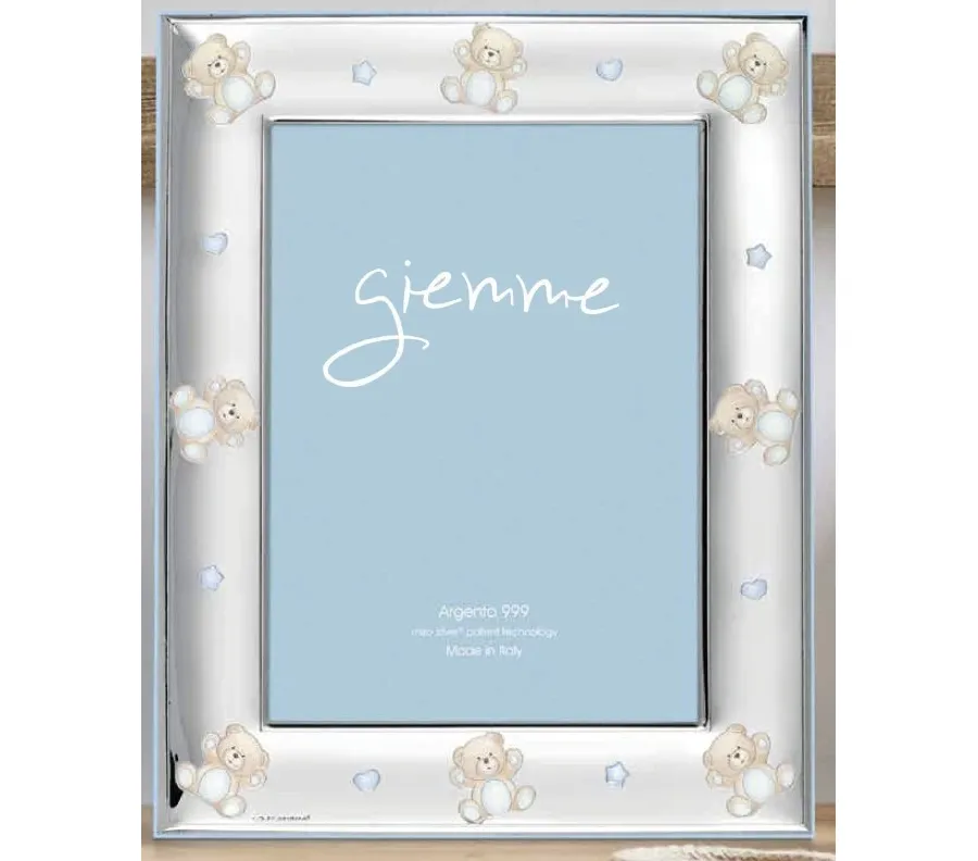 obrazek 1 Srebrna ramka na zdjęcia 9х13 cm zdobiona niebieskimi misiami