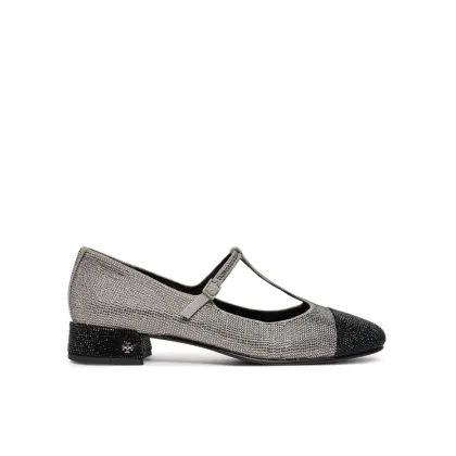 Zdjęcie Tory Burch Baleriny Cap-Toe T-Strap Pave Heeled 159830 Srebrny