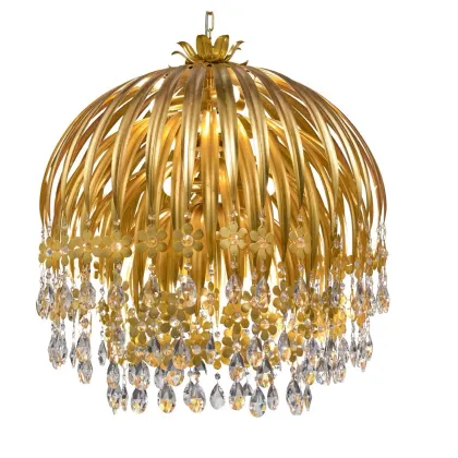 Zdjęcie Zjawiskowy żyrandol zdobiony kwiatami do salonu - Euro Lamp Art