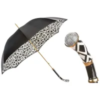Picture Beautiful, stylish black women's umbrella decorated with geometric patterns - Pasotti