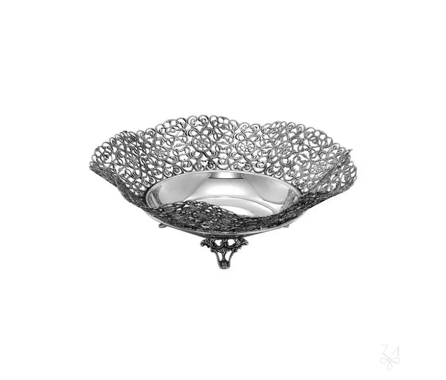 picture 1 Beautiful round silver basket with an openwork structure - Zaramella Argenti
