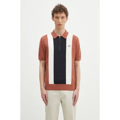Zdjęcie Fred Perry polo bawełniane kolor pomarańczowy wzorzysty K9728.Y91