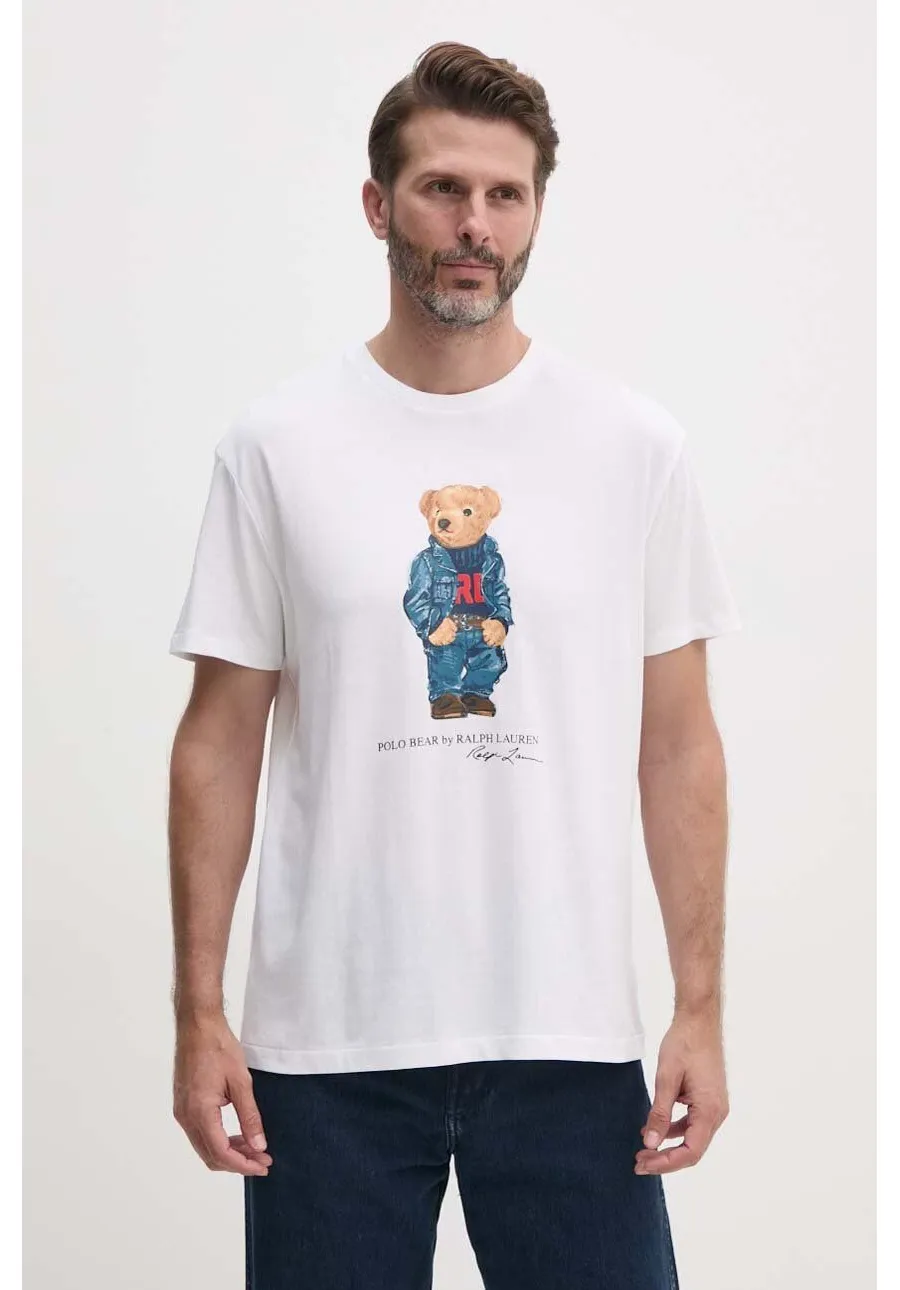 obrazek 1 Polo Ralph Lauren t-shirt bawełniany męski kolor beżowy z nadrukiem