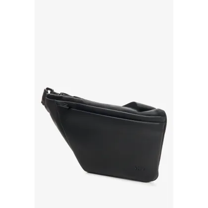 Zdjęcie Estro: Pojemna nerka męska ze skóry naturalnej w kolorze czarnym