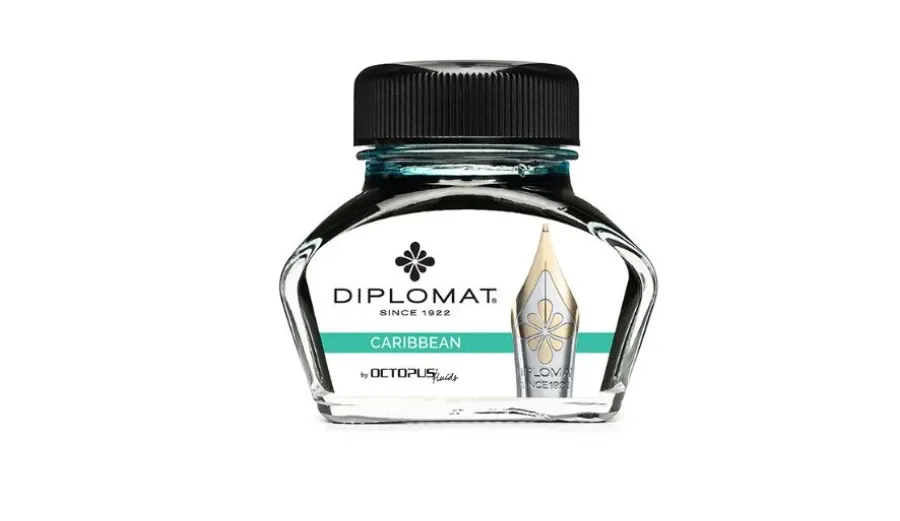 obrazek 1 Atrament do piór wiecznych Diplomat w kałamarzu - karaibski turkus, 30 ml