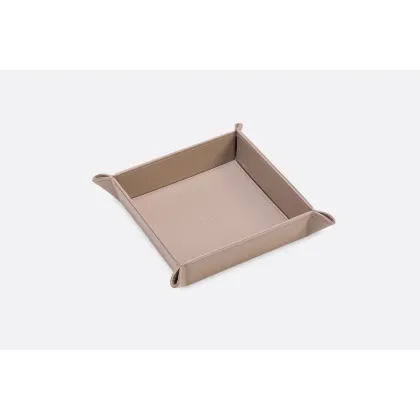 Picture Fantastic light beige leather container for small items in medium size - for the study and office