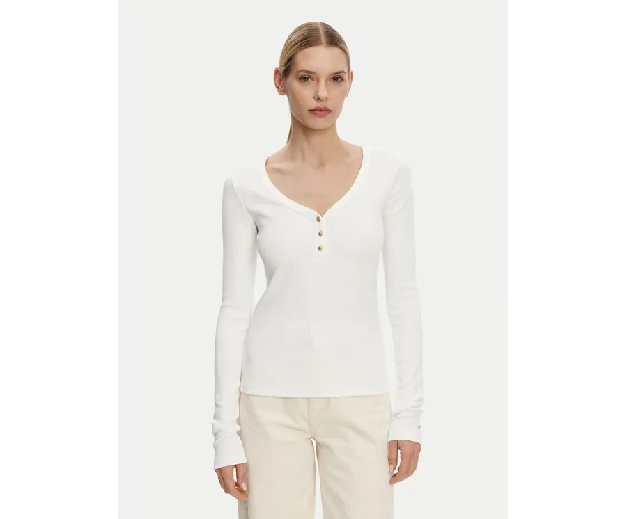 obrazek 1 Tommy Hilfiger Bluzka Henley WW0WW43905 Biały Slim Fit