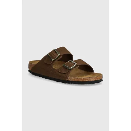 Zdjęcie Birkenstock klapki zamszowe Arizona damskie kolor brązowy 1028264