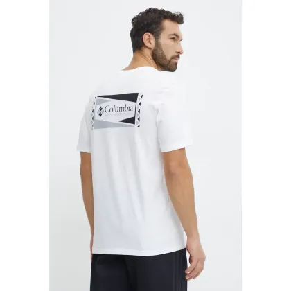 Zdjęcie Columbia t-shirt bawełniany kolor biały z nadrukiem