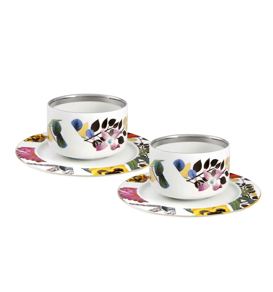 obrazek 1 Porcelanowy zestaw 2 filiżanek do herbaty ze spodkami z unikalnej kolekcji Primavera – Vista Alegre