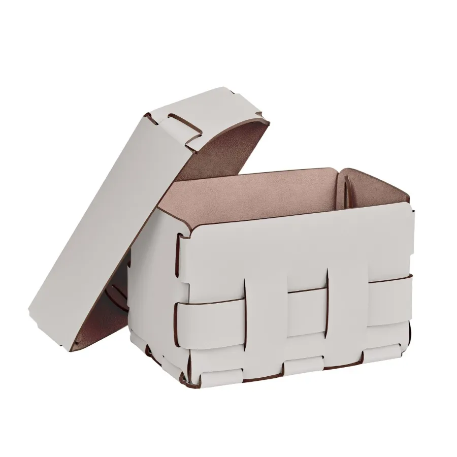 obrazek 2 Ekskluzywny mały koszyk Bottega 12x19xH13 cm w kolorze perłowym