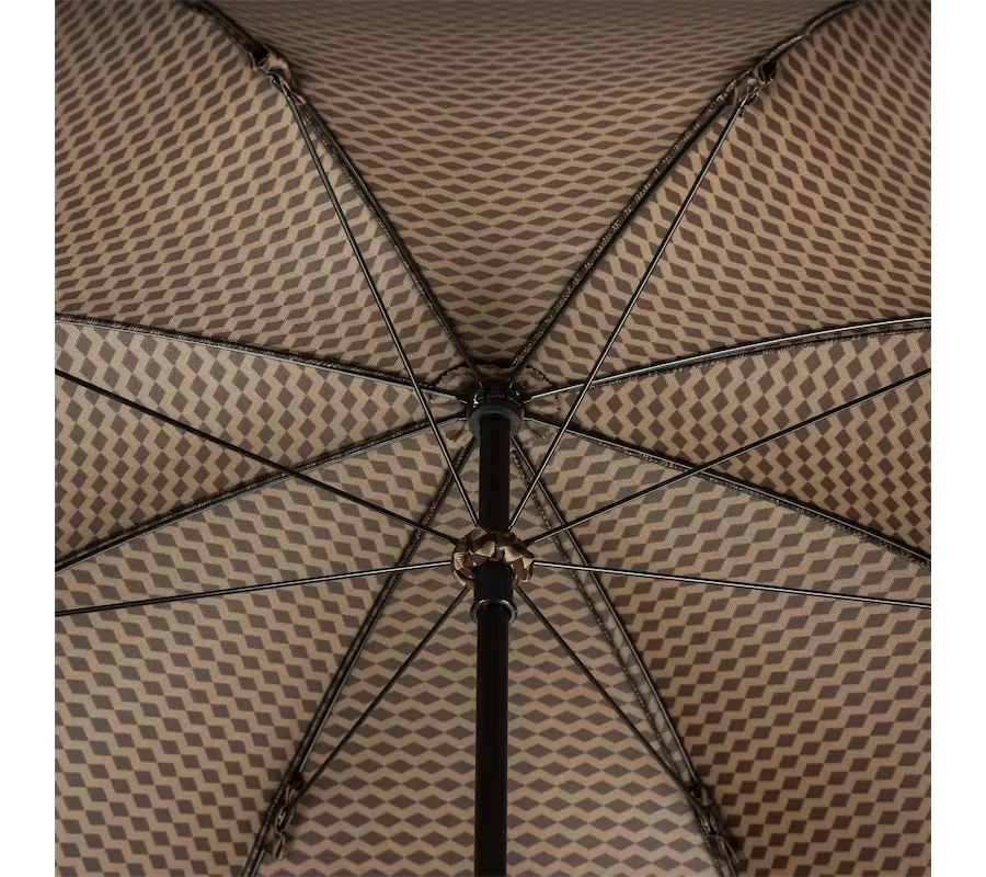 obrazek 6 Stylowy brązowy parasol męski ze wzorem w drobne romby - Pasotti