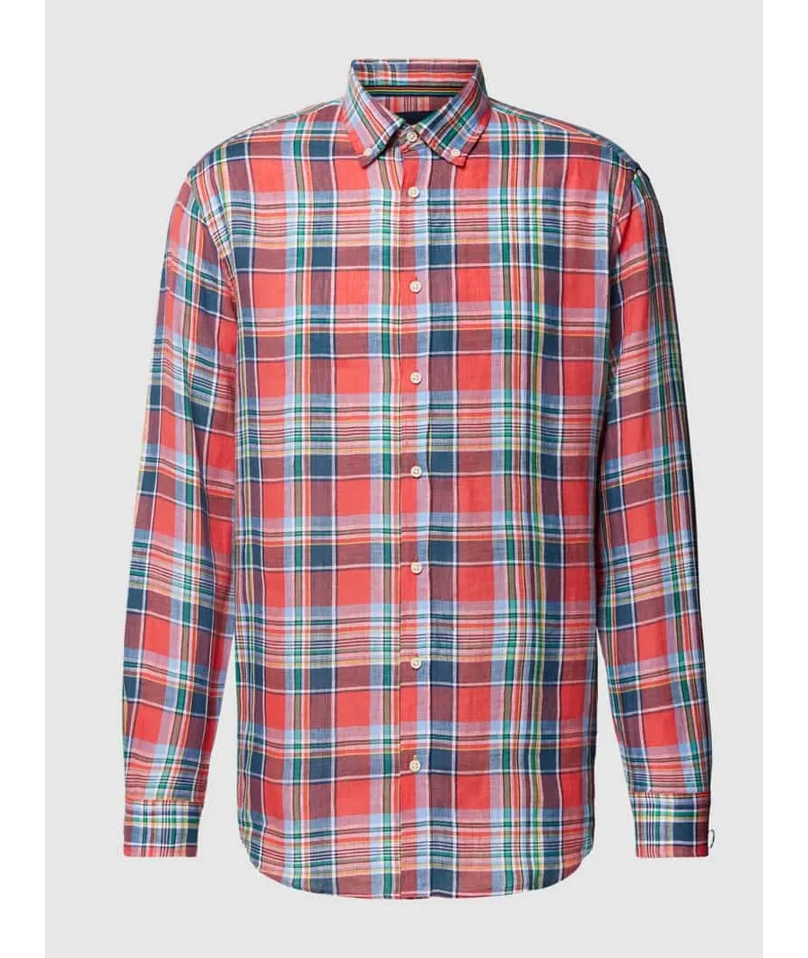 obrazek 1 Koszula casualowa o kroju regular fit z lnu w szkocką kratę