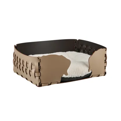 Zdjęcie Niepowtarzalne skórzane legowisko dla psa 35x20xH15 cm w kolorze cappuccino
