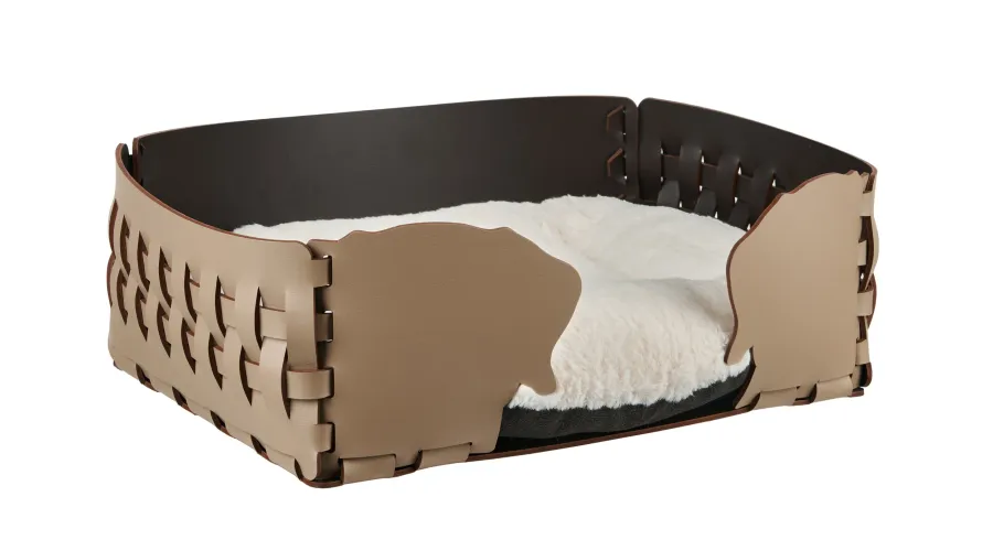 obrazek 1 Niepowtarzalne skórzane legowisko dla psa 35x20xH15 cm w kolorze cappuccino