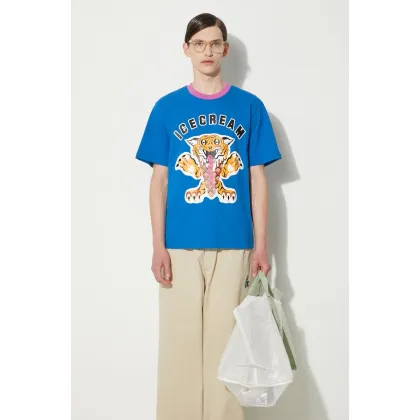 Zdjęcie ICECREAM t-shirt bawełniany Tiger męski kolor niebieski z nadrukiem IC24237