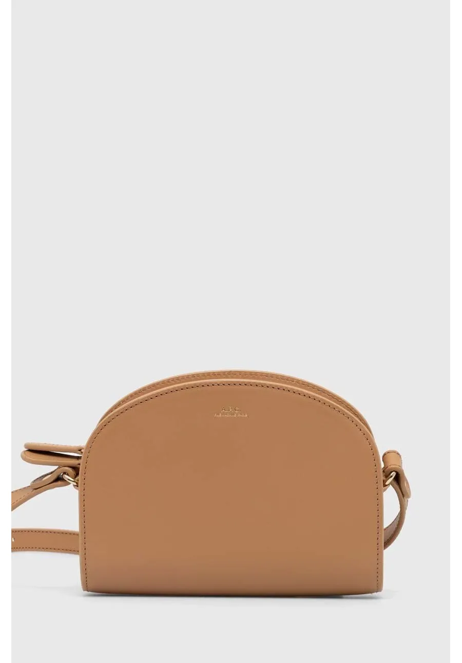 obrazek 1 A.P.C. torebka skórzana sac demi-lune mini kolor beżowy PXAWV-F61392