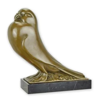 Zdjęcie Wyjątkowa rzeźba z brązu i marmuru w stylu Art deco przedstawiająca gołębia