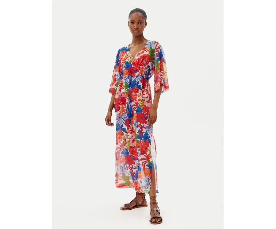 obrazek 1 Selmark Sukienka plażowa BL596 Kolorowy Relaxed Fit