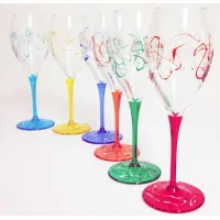 Picture A handmade set of 6 Montecarlo Jazz wine glasses