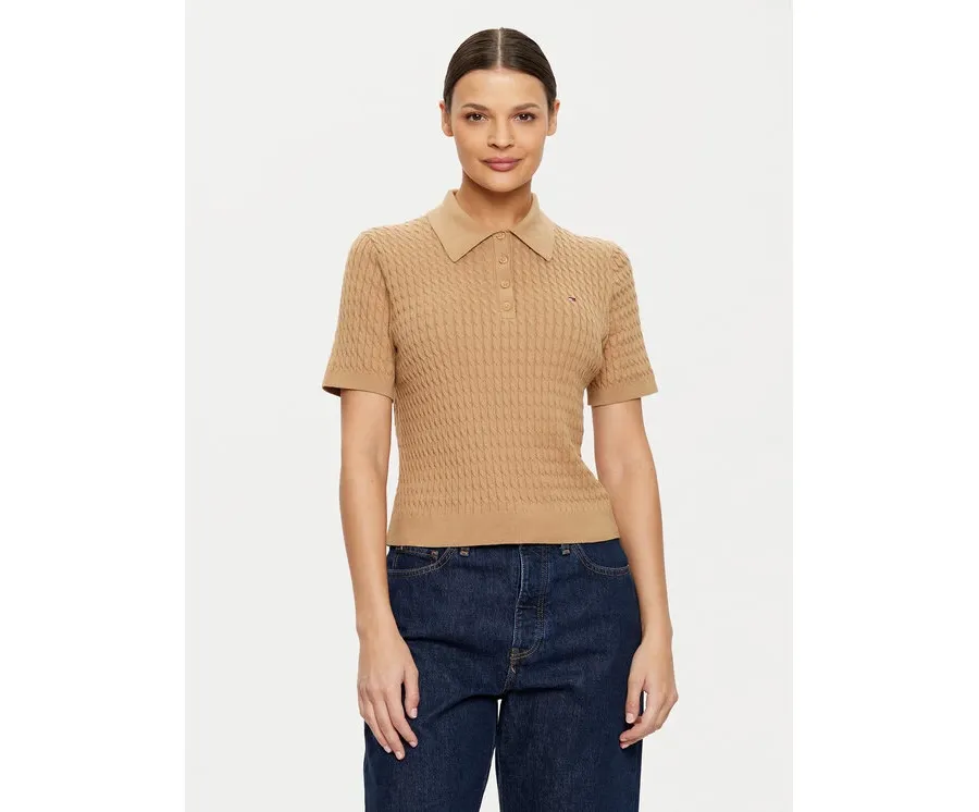 obrazek 1 Tommy Hilfiger Sweter WW0WW43957 Beżowy Regular Fit